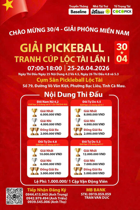 GIẢI PICKLEBALL TRANH CÚP LỘC TÀI LẦN I