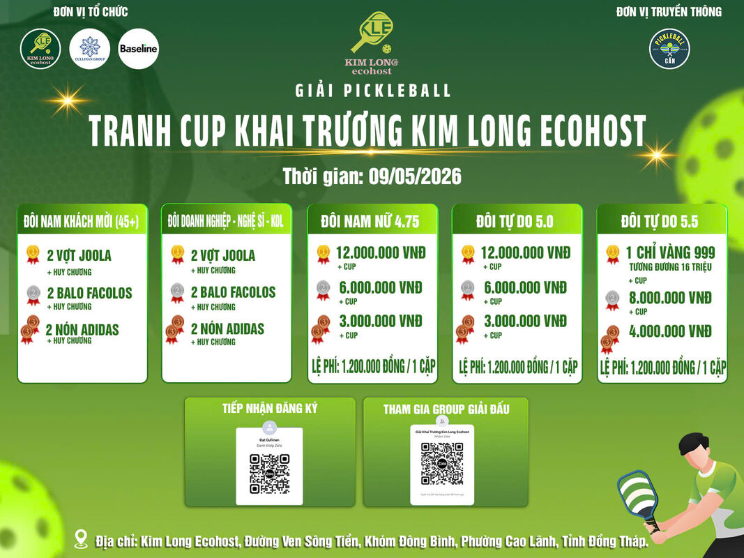 GIẢI PICKLEBALL TRANH CÚP KHAI TRƯƠNG KIM LONG ECOHOST 