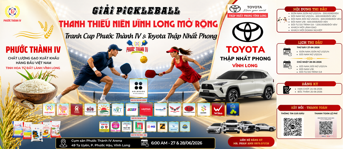 GIẢI PICKLEBALL THANH THIẾU NIÊN VĨNH LONG MỞ RỘNG