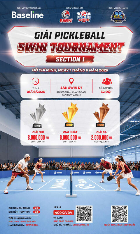 GIẢI PICKLEBALL SWIN TOURNAMENT SECTION 1