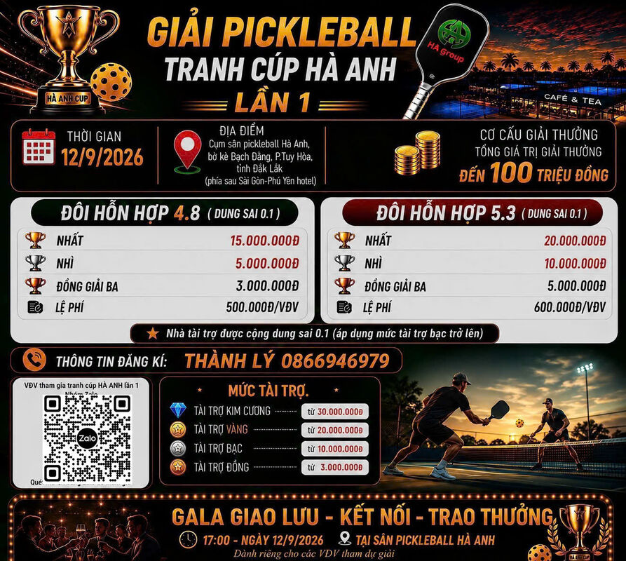 GIẢI PICKLEBALL TRANH CUP HÀ ANH LẦN 1