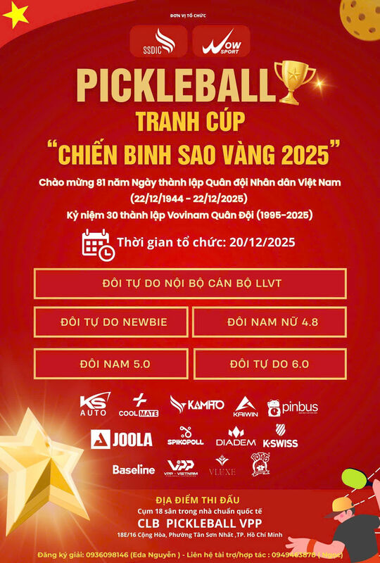 GIẢI PICKLEBALL TRANH CUP CHIẾN BINH SAO VÀNG 2025