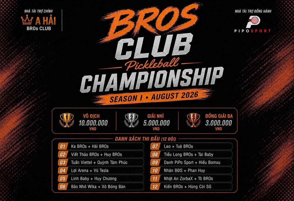 BROS CLUB PICKLEBALL CHAMPIONSHIP SEASON I • AUGUST 2026