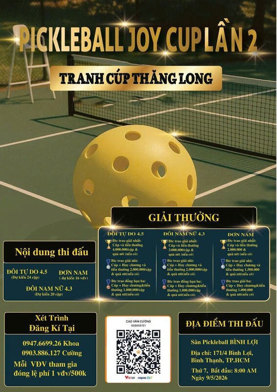 PICKLEBALL JOY CUP LẦN 2 - TRANH CÚP THĂNG LONG