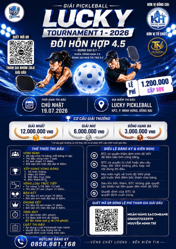 GIẢI PICKLEBALL LUCKY TOURNAMENT 1 - 2026