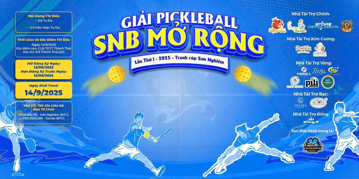 GIẢI PICKLEBALL SNB MỞ RỘNG LẦN THỨ I - 2025 - TRANH CÚP SƠN NGHIÊM