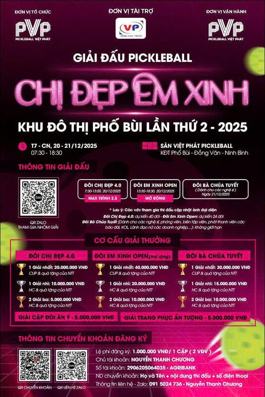 GIẢI ĐẤU PICKLEBALL CHỊ ĐẸP EM XINH | KHU ĐÔ THỊ PHỐ BÙI LẦN THỨ 2 - 2025