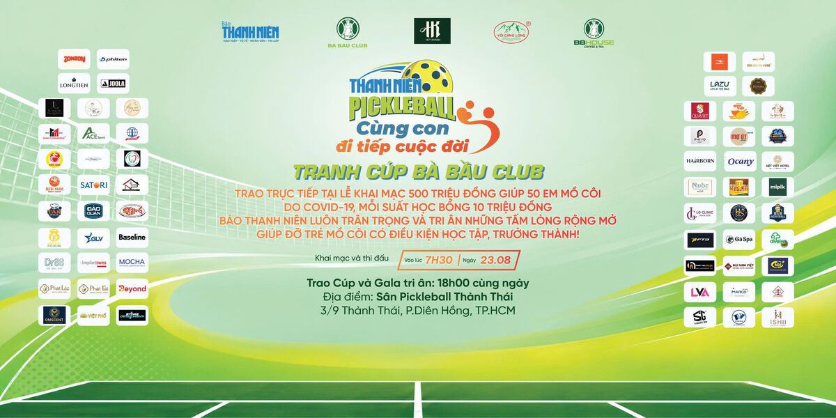 GIẢI PICKLEBALL BÁO THANH NIÊN CÙNG CON ĐI TIẾP CUỘC ĐỜI - TRANH CÚP BÀ BẦU CLUB