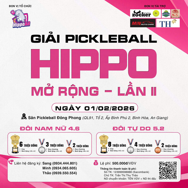GIẢI PICKLEBALL HIPPO MỞ RỘNG LẦN 2