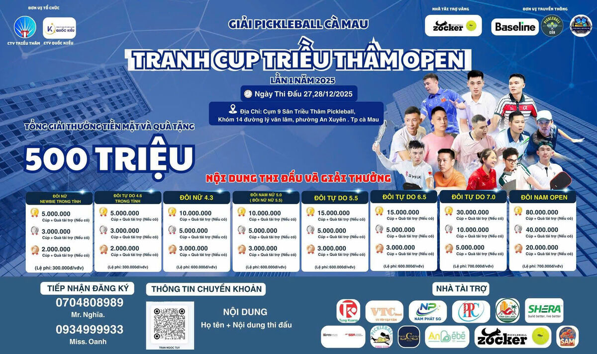 GIẢI PICKLEBALL TRANH CUP TRIỀU THÂM OPEN